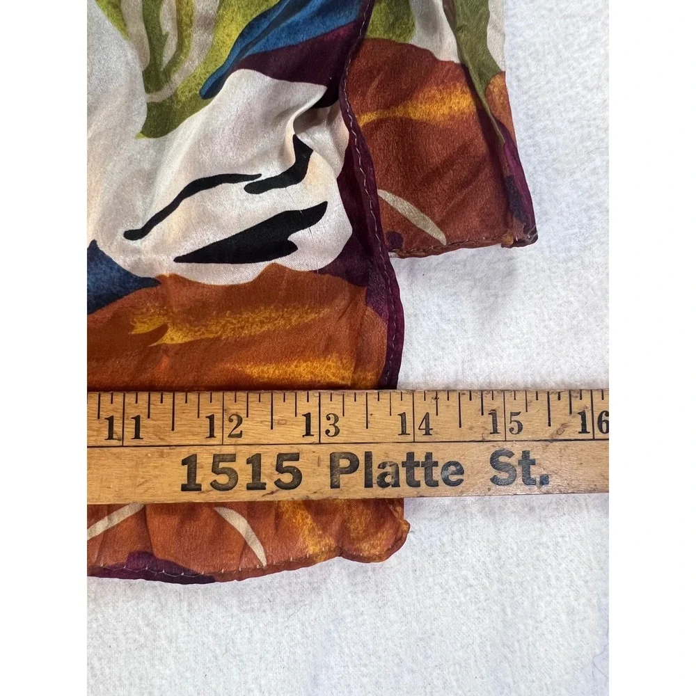 Vintage Floral Silk Feel Scarf Multi Color Oversized Botanical Print Rectangle